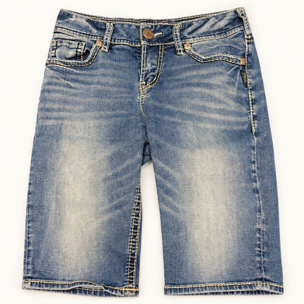 Silver Jeans Co Suki Mid Bermuda Denim Shorts W28 L11 Blue